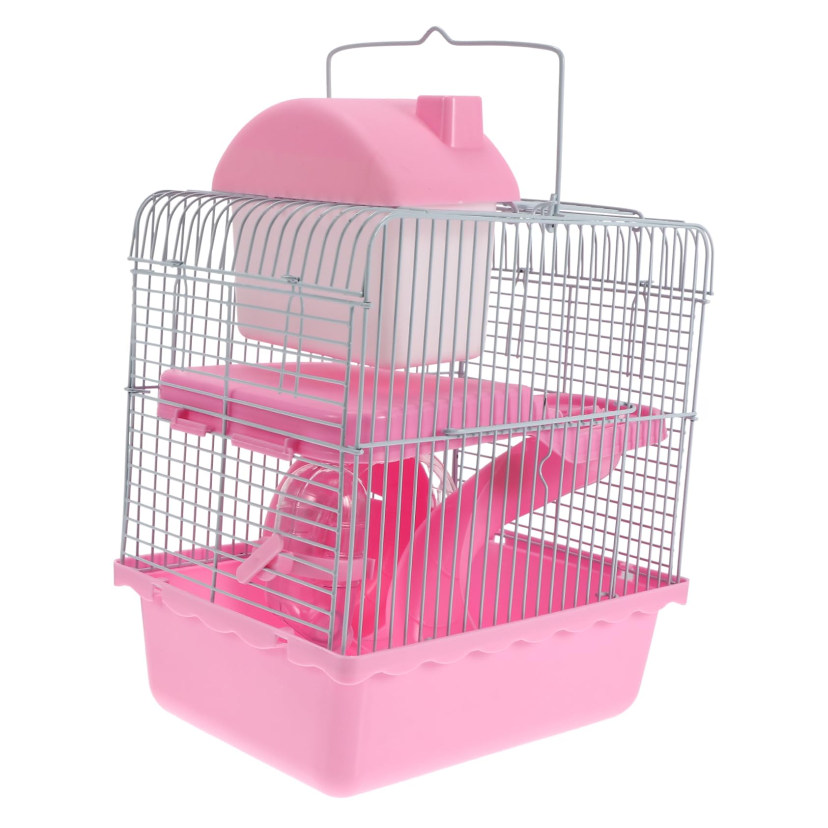 Jaula Doble para Hámster y Mascota, Cabaña de Juego Rosa