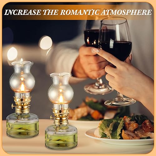 Miniatura 6 de Yexiya 2 lámparas rústicas de aceite, lámpara de queroseno clásica, de vidrio vintage, con mecha de aceite extra de 6.6 pies para uso en interiores,