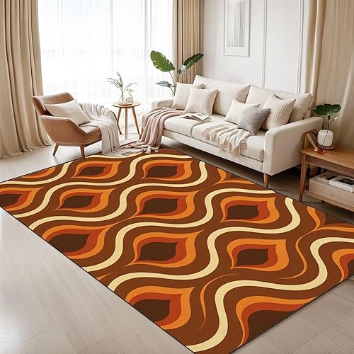 6x9 Area Rugs Rugs for Bedroom Washable Rug 70s Retro Seamless Material Carpet Carpet for Bedroom Living Room Nursery Rug Aesthetic Room Decor