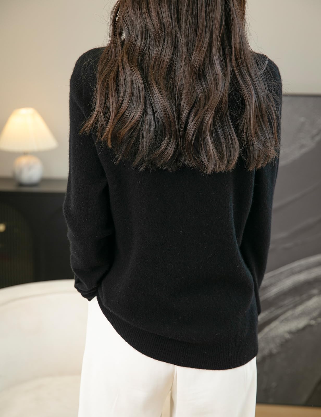 Chanyarn Mujer Jersey de Cuello Alto 100% Lana Merina 2024 Primavera Otoño Manga Larga Sin Costuras Jersey de Punto