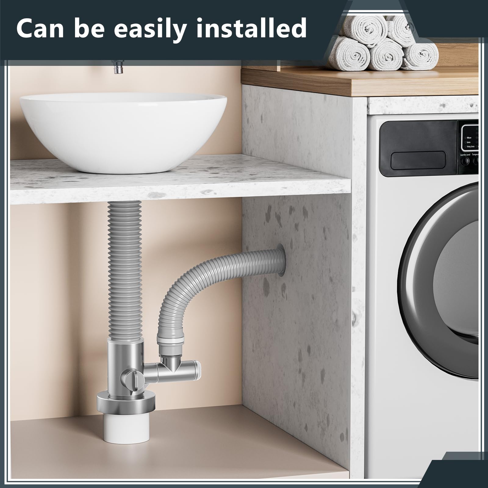 Confezione da 2 tappi per lavandino da bagno in acciaio inox con tubo flessibile per lavandino, adatto per 1-1/4 pollici e 1-1/2 pollici di scarico foro per lavandino installazione sanitaria