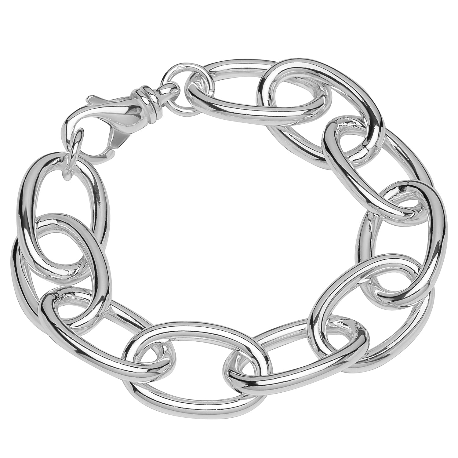 NKlaus Bracciale in argento 925 22 cm di catena ad ancora rotonda da donna 12031