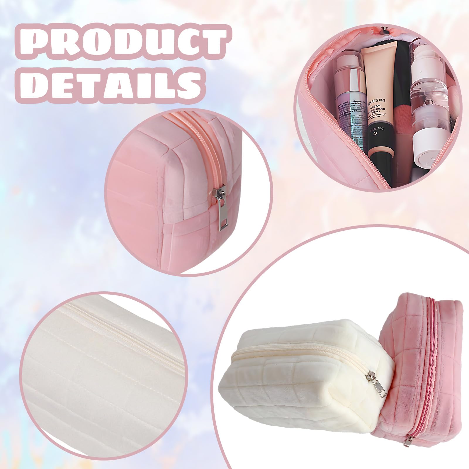 2 Pack Make Up Bag, Cosmetic Bags for Travel Mini Makeup Bag with Smooth Zipper - Image 3