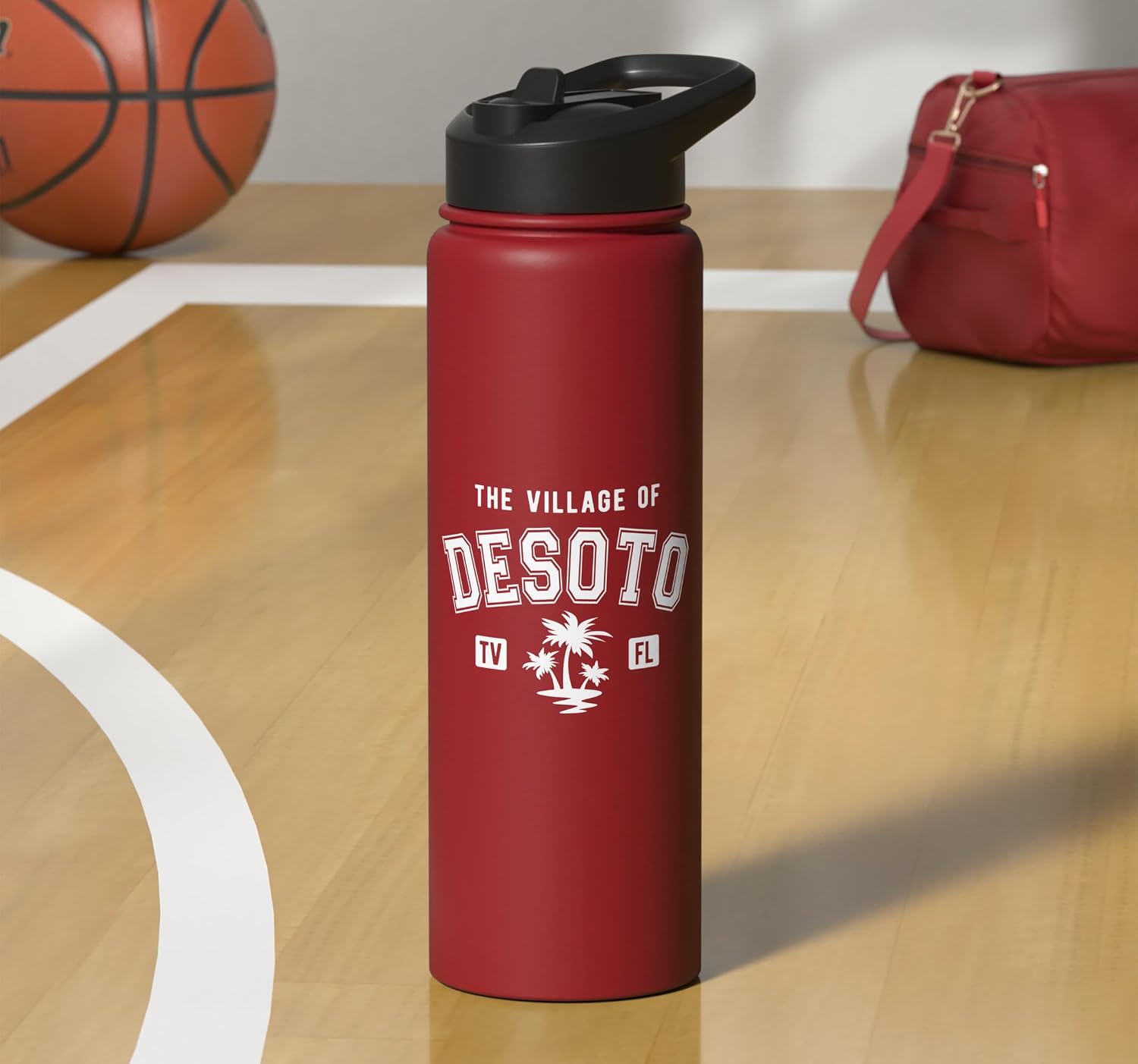 The Village of Desoto Classic Style Palm Trees Design Stainless Steel Insulated Water Bottle