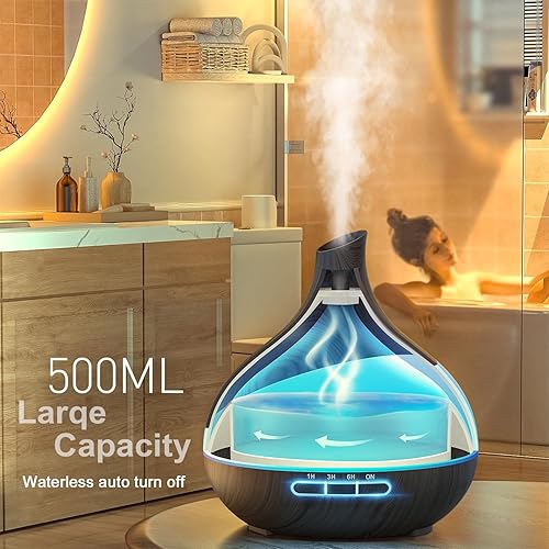 Miniatura 2 de Difusor de aceite esencial de 16.9 fl oz difusor de aroma con control remoto para hotel, spa, sala de yoga, humidificadores para dormitorio con luz