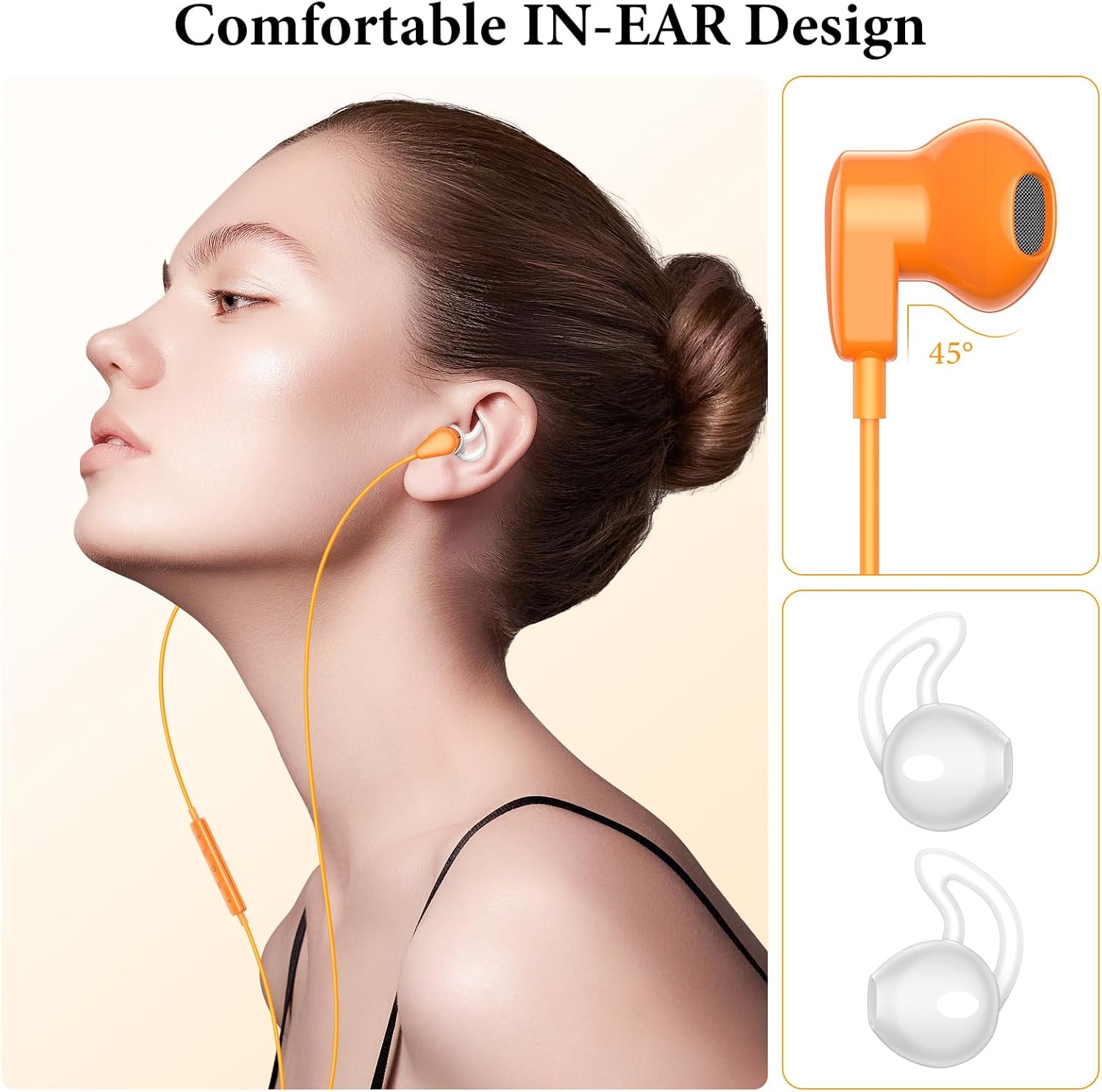 2 Pack USB C Headphones Wired with Mic & Volume Control + Magnetic Earbuds HiFi Stereo for iPhone 17 16 Pro Max 15, in-Ear Headset for Samsung S26 S25 S24 S23/Pixel 10 9 8/Android, Orange