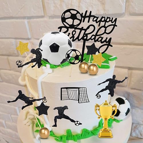 Miniatura 3 de 29 piezas de decoración de pastel de fútbol de cumpleaños decoración de pastel de fútbol jugador de pelota deportiva decoración de pasteles para