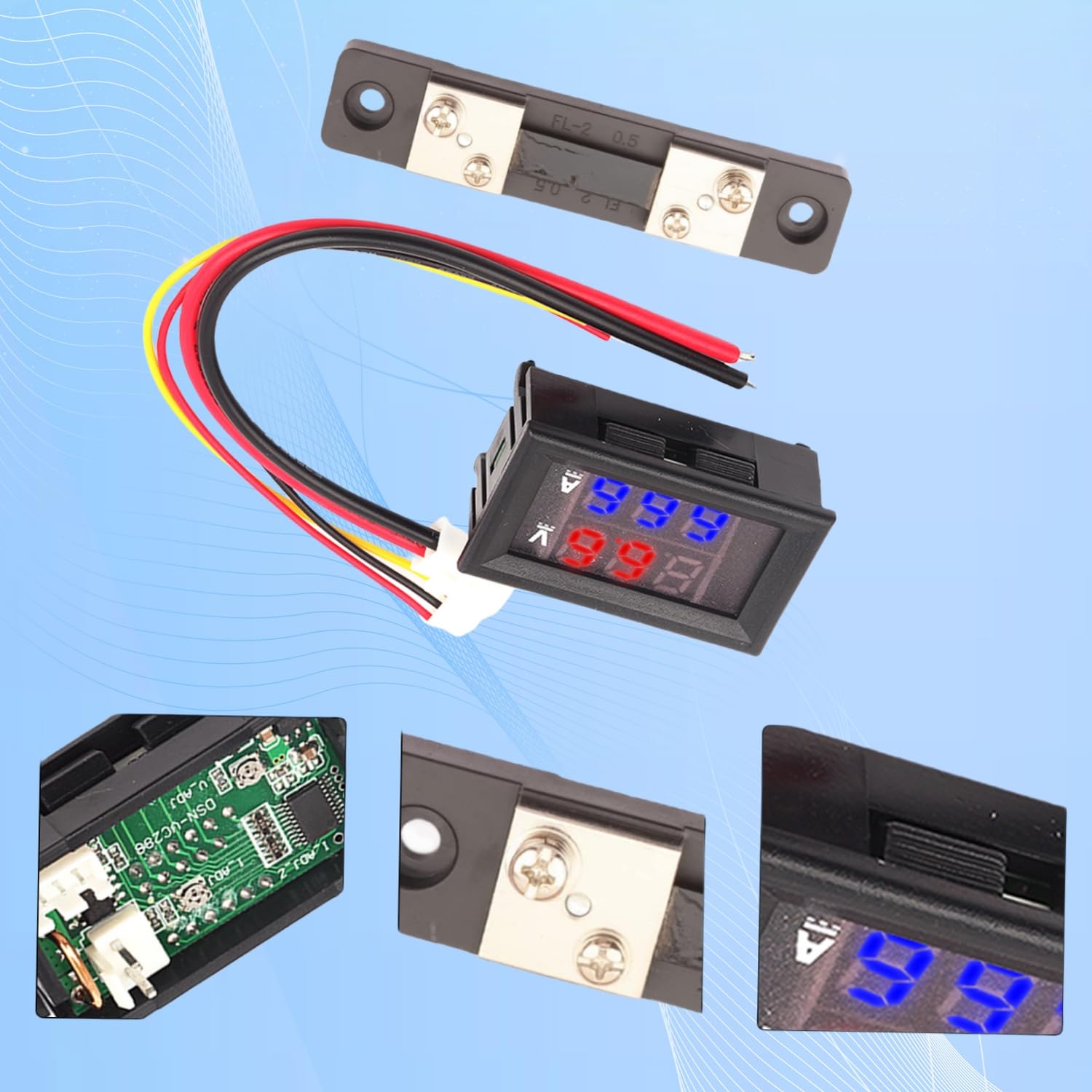 6 stuks 028 inch LED digitale voltmeter ampèremeter DC 0-100 V 50 A