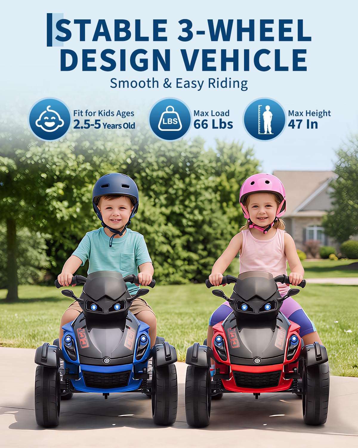 GarveeHome Kinder Quad Elektro 12V Kinderfahrzeug Mit LED, Musik & Langsamer Start Für Kinder Von 3-8 J