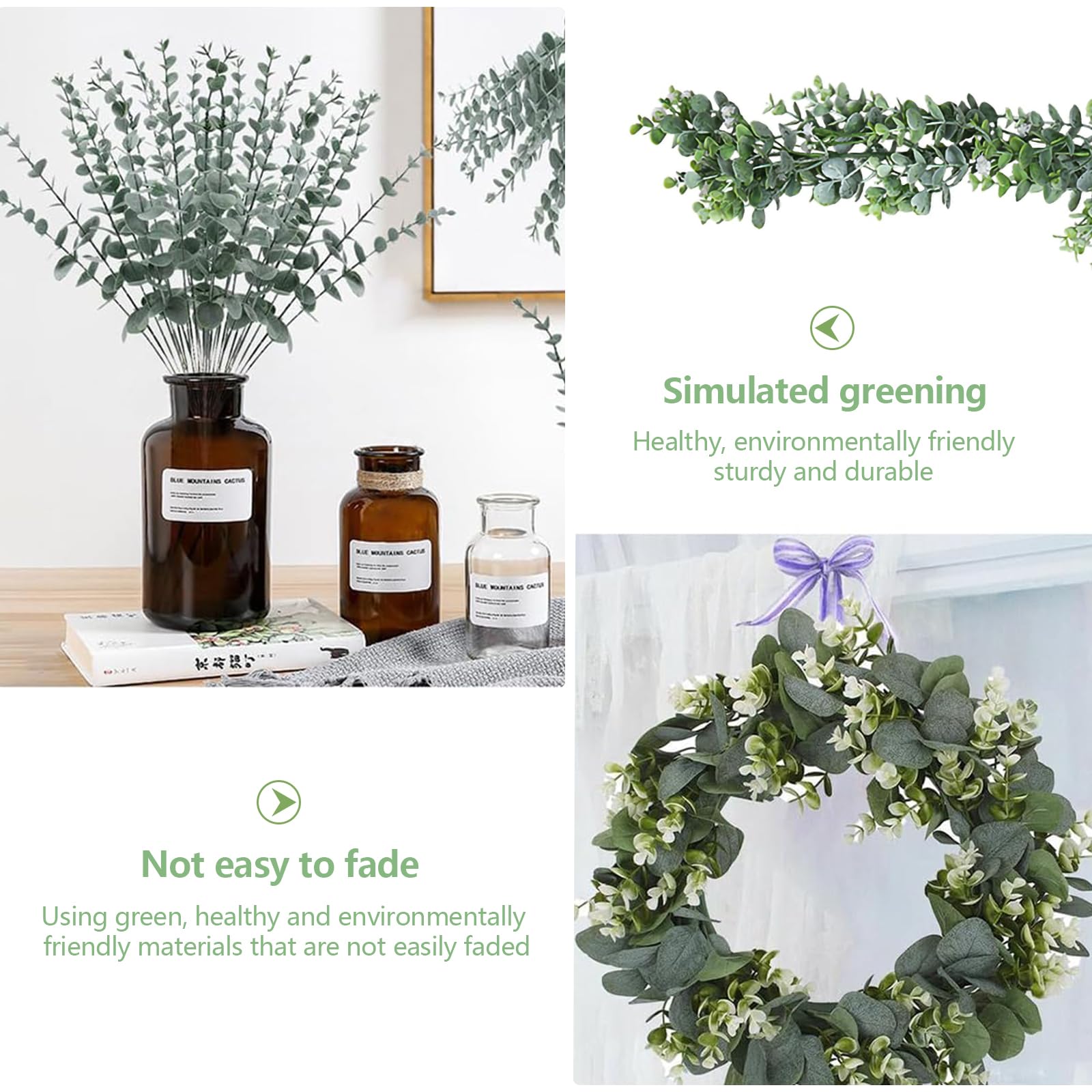 30 Stück Künstlicher Eukalyptus Deko - 3 Formen Für Hochzeit & Wohnung