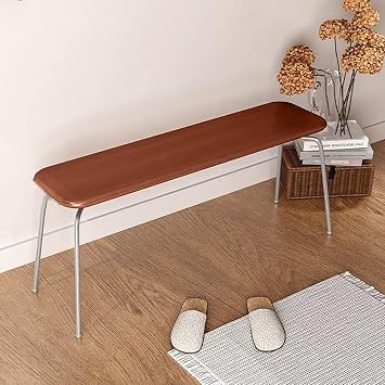 Narrow Bench for Entryway Slim,Farmhouse Entryway Bench, Wooden Bench Indoor with Armless Design, Kitchen Seat Dining, for Dining Room, Entryway and BedroomWalnut