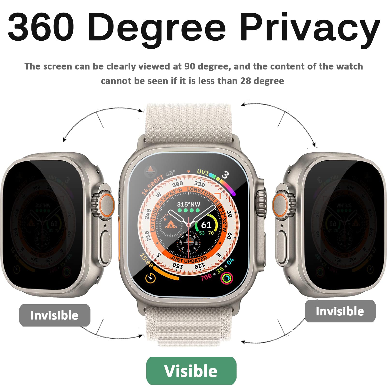 Miimall Privacy Screen Protector for Apple Watch Ultra 3/2/1 49mm - Image 4
