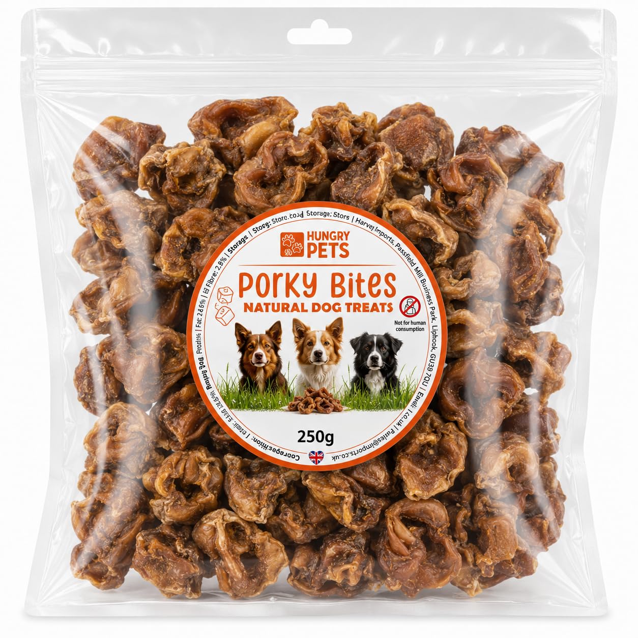 Porky Bites, Pig Inner Ear, Natural Dog Treat (250g)