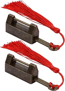 DOITOOL 2pcs Padlock Mini Suitcase Wooden Jewelry Box Orential Drawer Lock Vintage Box Retro Chinese Lock with Key Chinese Antique Padlock Antique Gift Lock Alloy Latch Antique Zinc Alloy