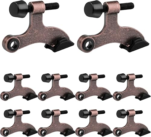 OBTANIM Paquete de 8 topes de puerta ajustables de metal resistente con puntas de parachoques de goma (marrón)