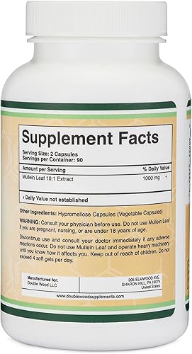 Miniatura 4 de Double Wood Cápsulas de hoja de gordolobo de 10,000 mg de fuerza (extracto de hoja de mullein 101, equivalente a 10,000 mg de hojas de gordolobo)