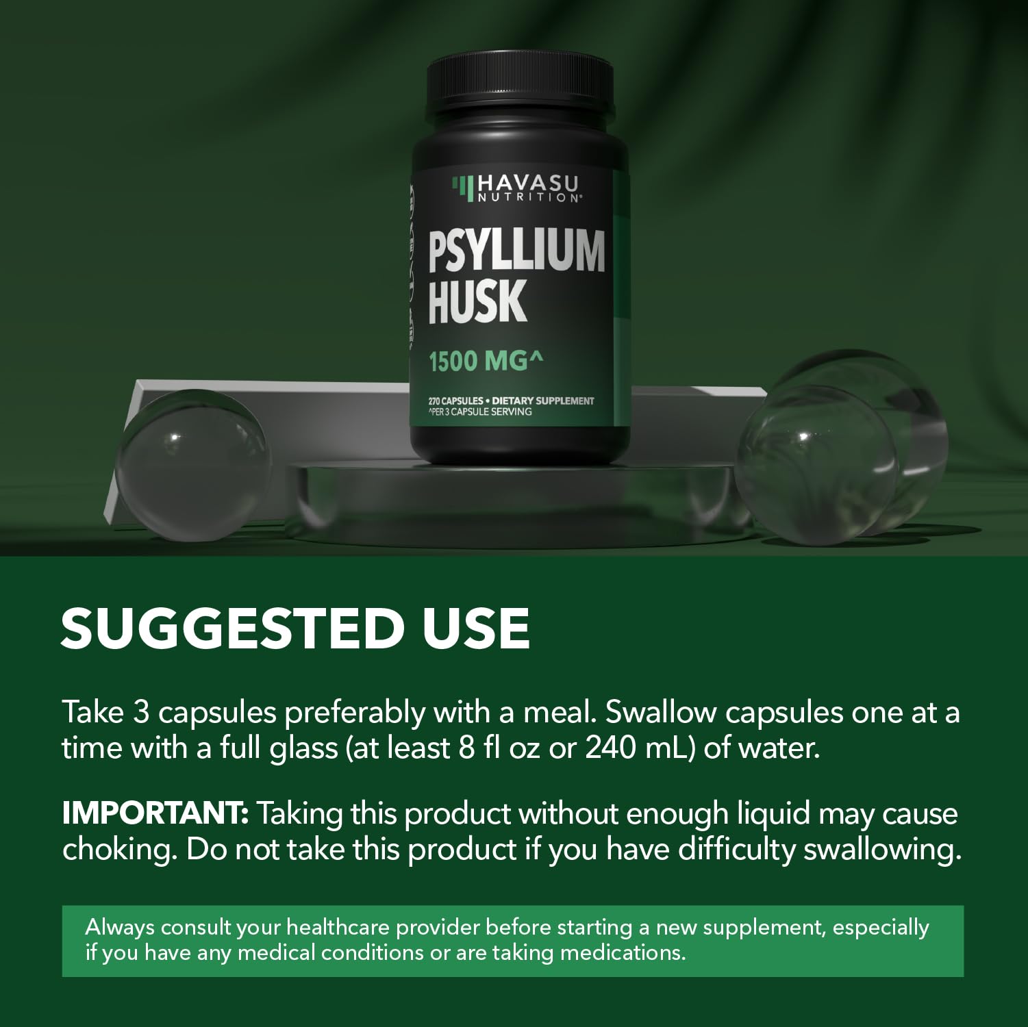 Vegan Psyllium Husk Fiber Capsules, GLP-1 Nutritional Support, 270 Pills — Amazon image 6