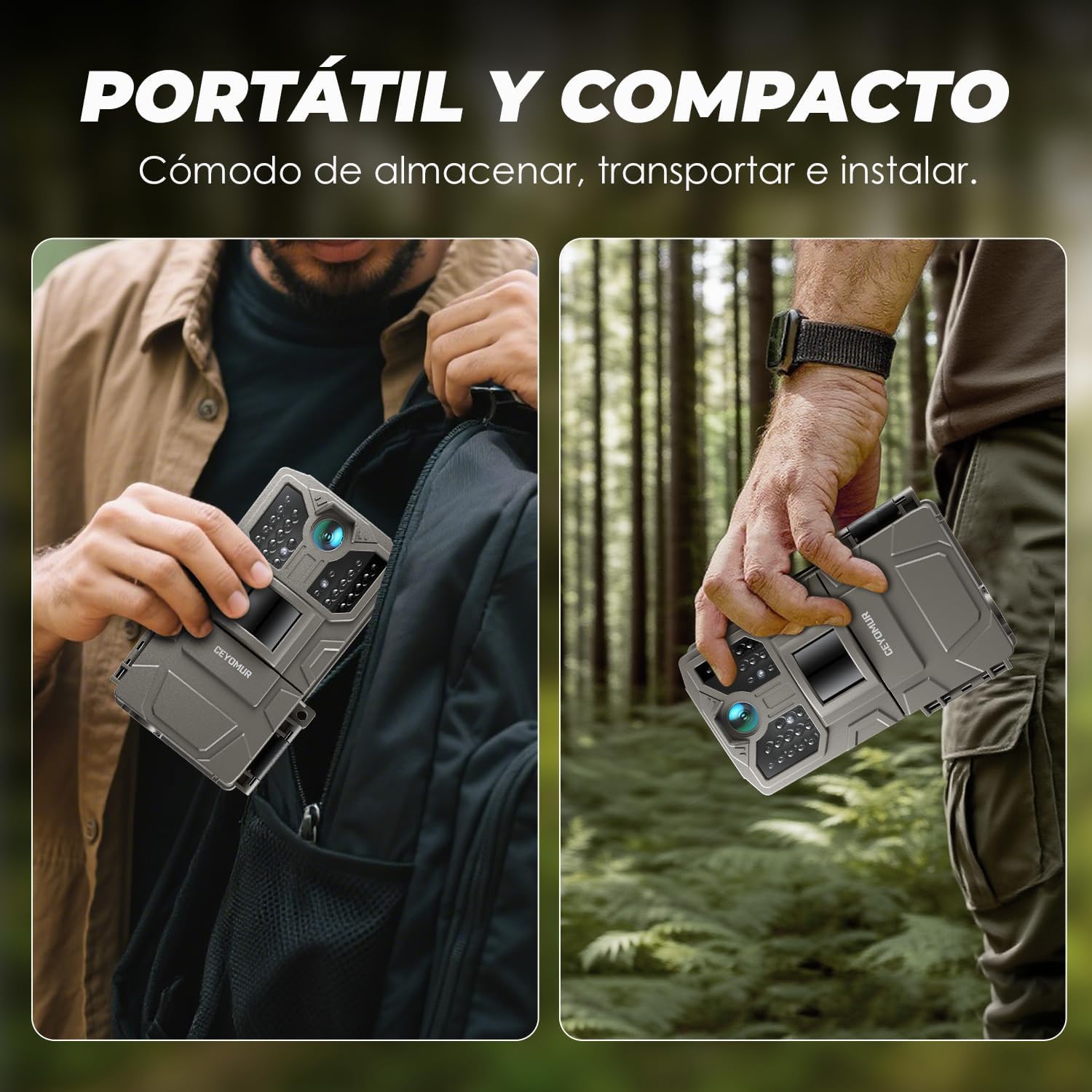 CEYOMUR Cámara de Caza 36MP 2K, Camara Fototrampeo Nocturna con LED IR 850nm y Sensor de Movimiento, Pantalla de 2" e Impermeable IP66 para Observación de Vida Silvestre y Monitoreo