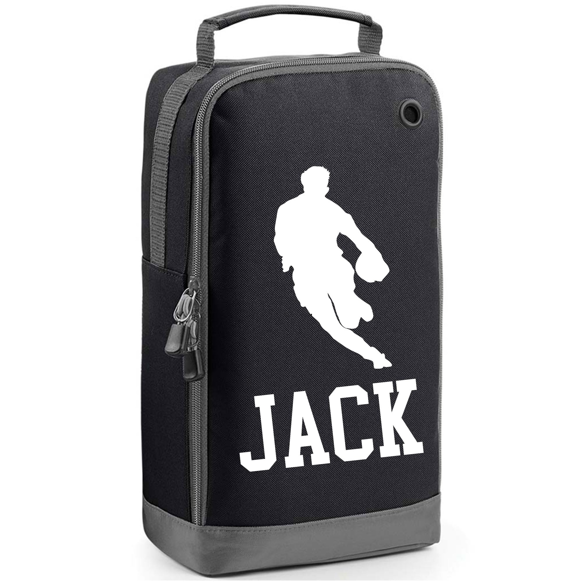 Personalised Rugby Boot Bag Shoe Bag Rugby Player Gift Shoe Sports Bag Personalised with Name Rugby Player Design Sports Gift Black