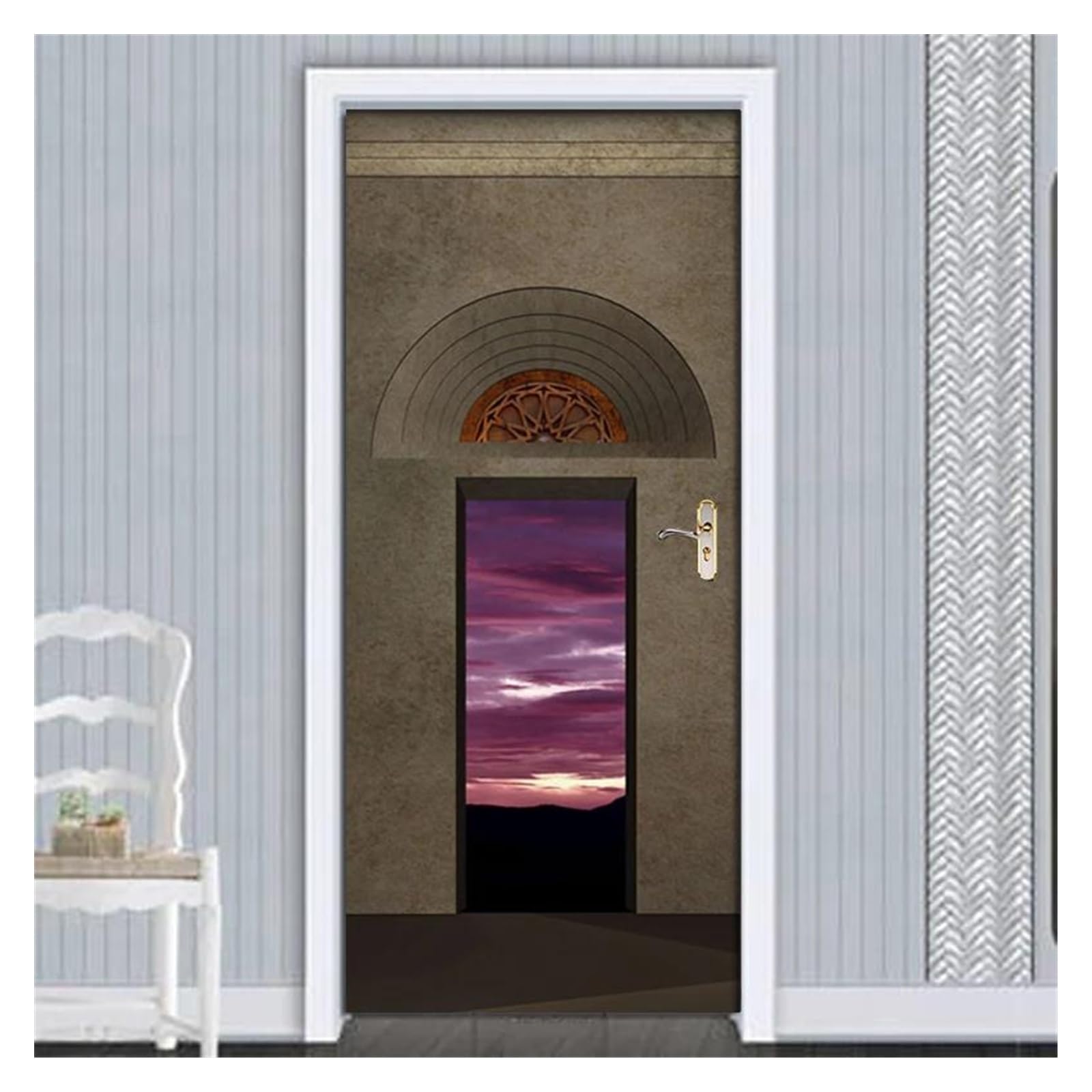 Sticker de porte étanche PVC autocollant arc créatif 77x200cm