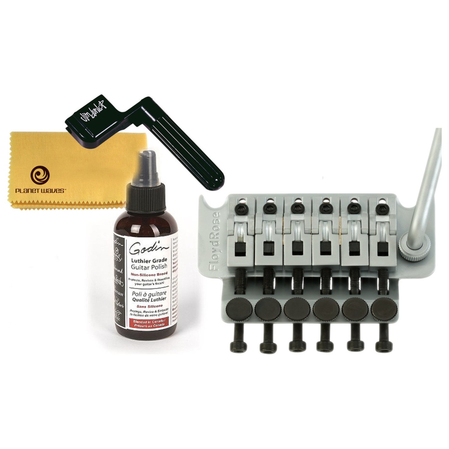 Original Floyd Rose Tremolo Kit - Satin Chrome, R2 Nut w/Polish, Cloth, and Str