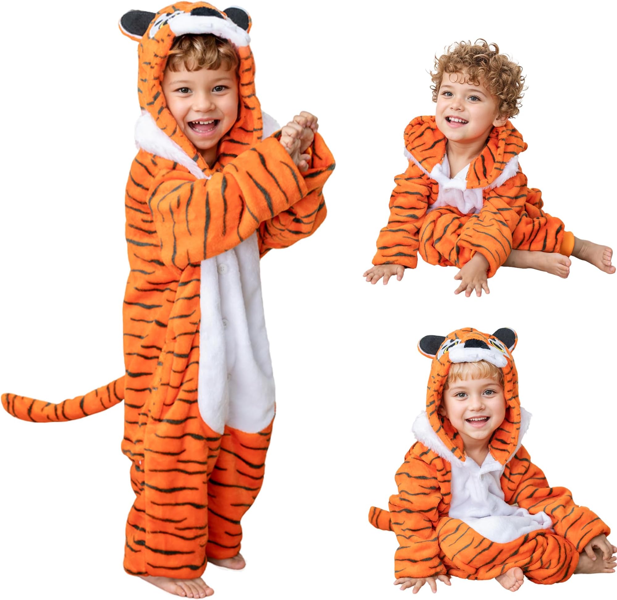 BreevoHalloween Tiger Costume for Kids Onesie Girls Boys 18M-8Y