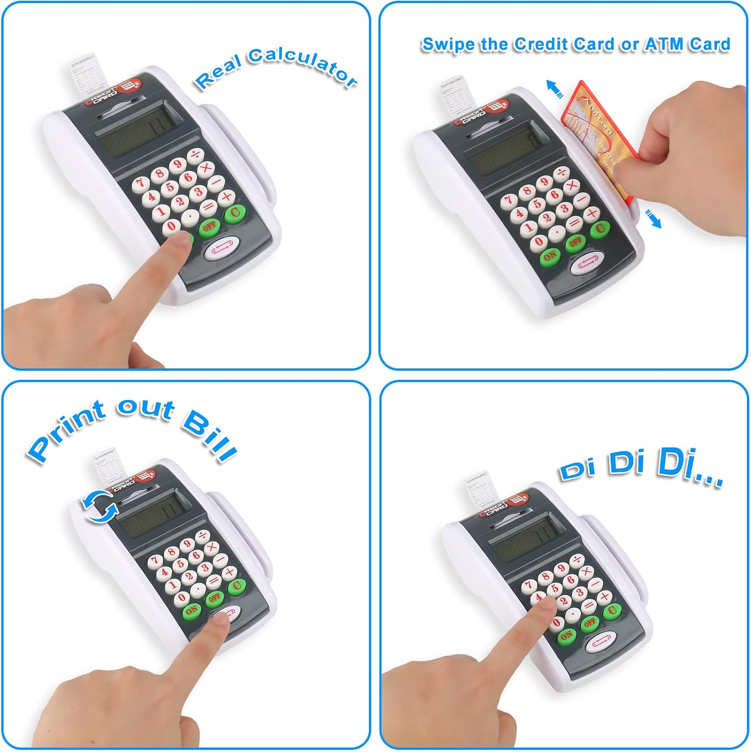Payment Terminal Toys, Point of Sale Terminal with Light and Sound, Cash Register Toy with Credit Cards and Recipts, Pretend Play Toy for Children Age 3 and Up1
