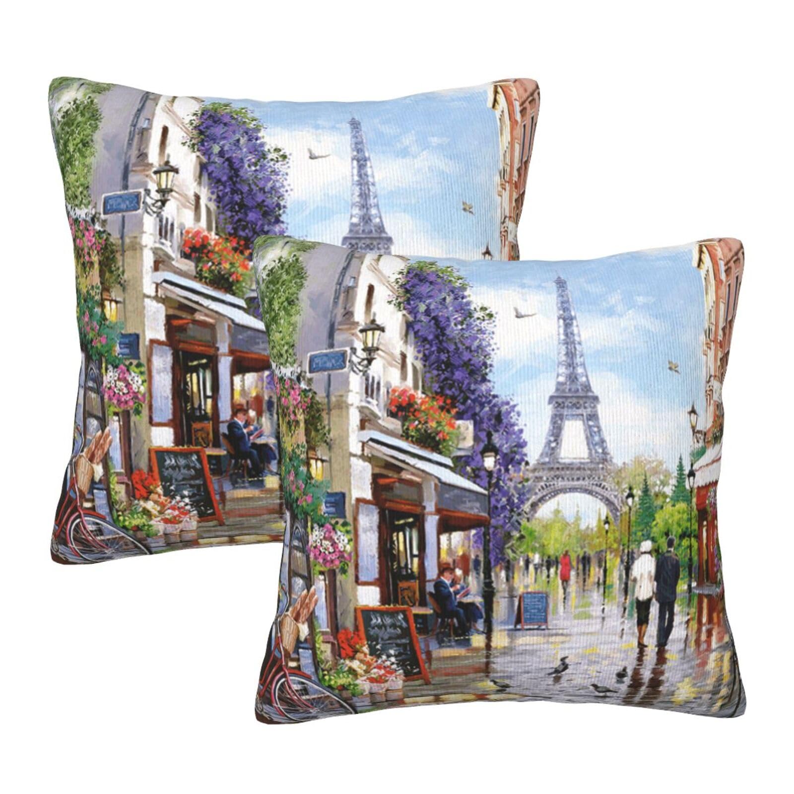 Taies d'oreiller carrées Paris Tour Eiffel (Lot de 2) - Décoration de lit 65x65 cm