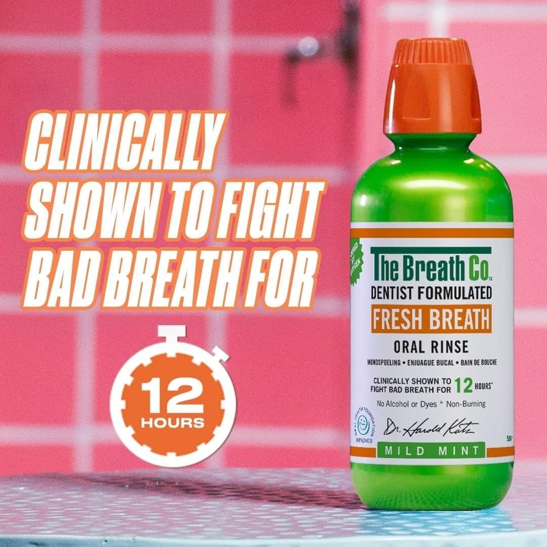 The Breath Co. Enjuague Bucal Fresh Breath Oxigenante – Sin Alcohol – Sabor Menta Suave - 3 Unidades