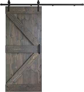 COAST SEQUOIA 36in X 84in K Series DIY Solid Interior Barn Knotty Wood Painted Door with 6FT Sliding Hardware Kit (Dark Gray)