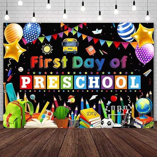 Telón de fondo de bienvenida de regreso a la escuela, primer día de preescolar, fondo de fotografía para el primer día de jardín de infantes,