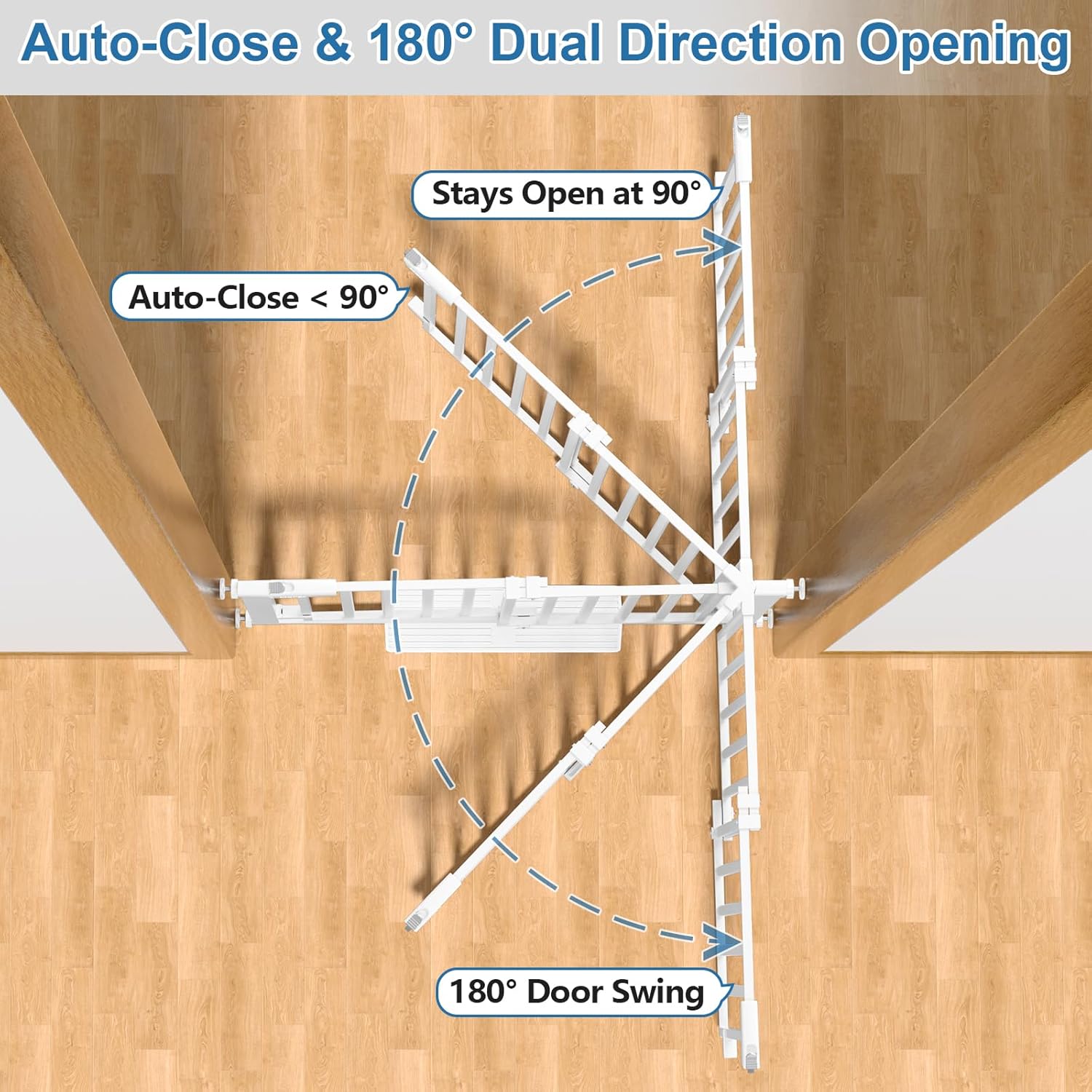 Malier Large Walk-Thru Door Baby Gate, 29-40" No Drill Pressure Mounted Dog Gate with Auto Close, Safety Gate Pet Gate for Stairs, Doorways, Child and Dogs Indoor (White, 29''- 40''W × 30''H)