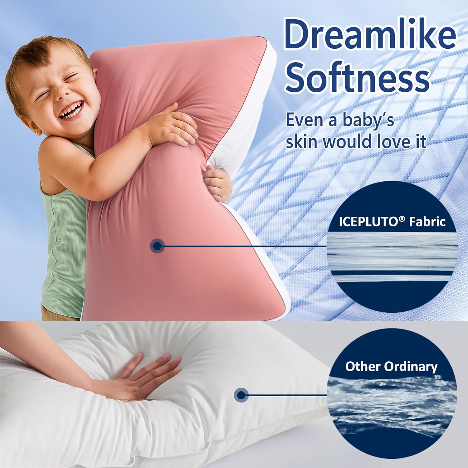 Silky Soft Pillows Queen Size Set of 2, Reversible Down Alternative Bed Pillows, Skin Friendly Cool Fabric for Hair & Skin, Luxury Hotel Quality, Cooling Pink, 20 x 30 Inches - Image 2
