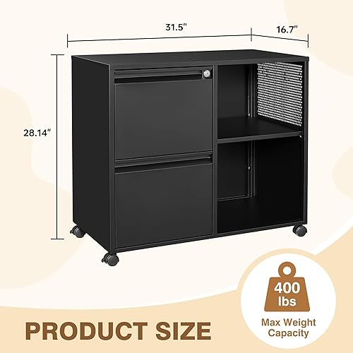 Miniatura 42 de Archivador lateral,Archivador de 4 cajones con cerradura,Archivadores laterales de oficina para tamaño legal/carta A4,Requiere montaje, negro