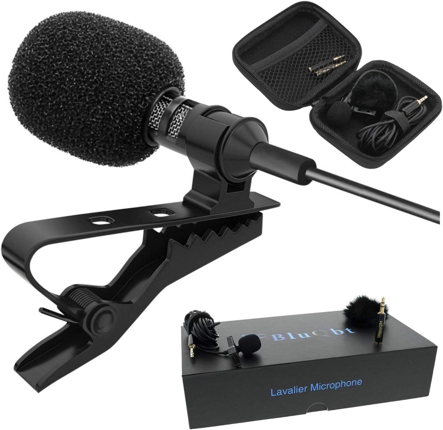 Lavalier Lapel iPhone Microphone - Professional High Audio Quality Clip On Lav Mic for YouTube Camera Vlogging with 118" Cable and Nice Carry case, Compatible with Apple