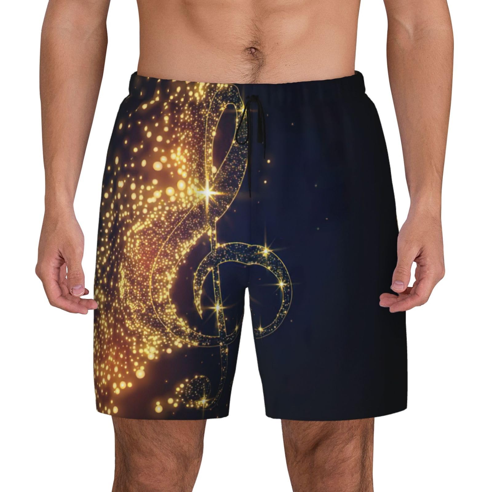 Short de plage à double couche EdWal avec étoiles brillantes et note dorée - 8