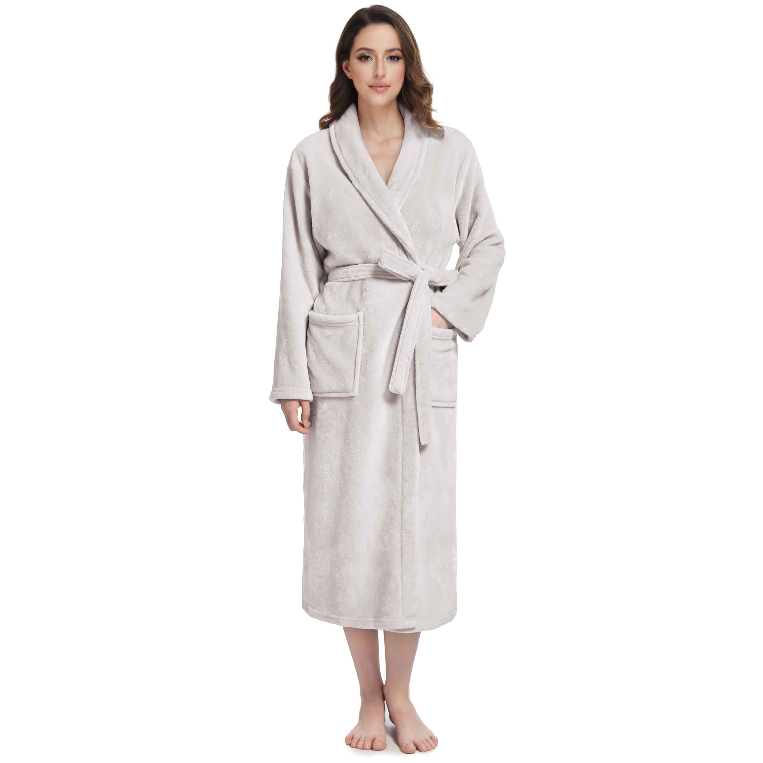 Fluffy Soft Robes for Women, Warm Fleece Womens Robe, Cozy Bathrobe Plush Bathrobe for Women, Long Fuzzy Lightweight Bath Robe with Pockets for Shower Spa Hotel House Pool