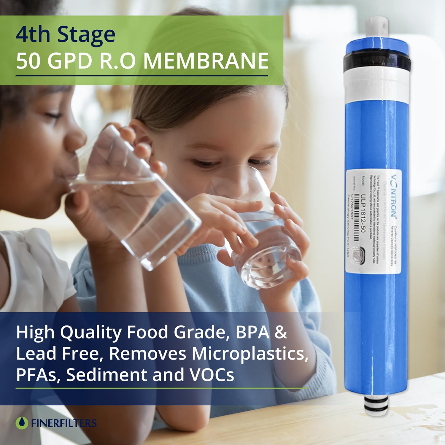 Sistema Osmosi Inversa Finerfilters 5 Stadi - 50 GPD, Serbatoio 11L, Rimozione Fluoruro