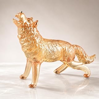 Champagne Crystal Wolf Figurine Crystal Animal Figurine Animal Sculpture | Sturdy Construction, Elegant Desktop Decor for Car Desktop, Home Office Ornament, Collectible Gift for Animal Lovers