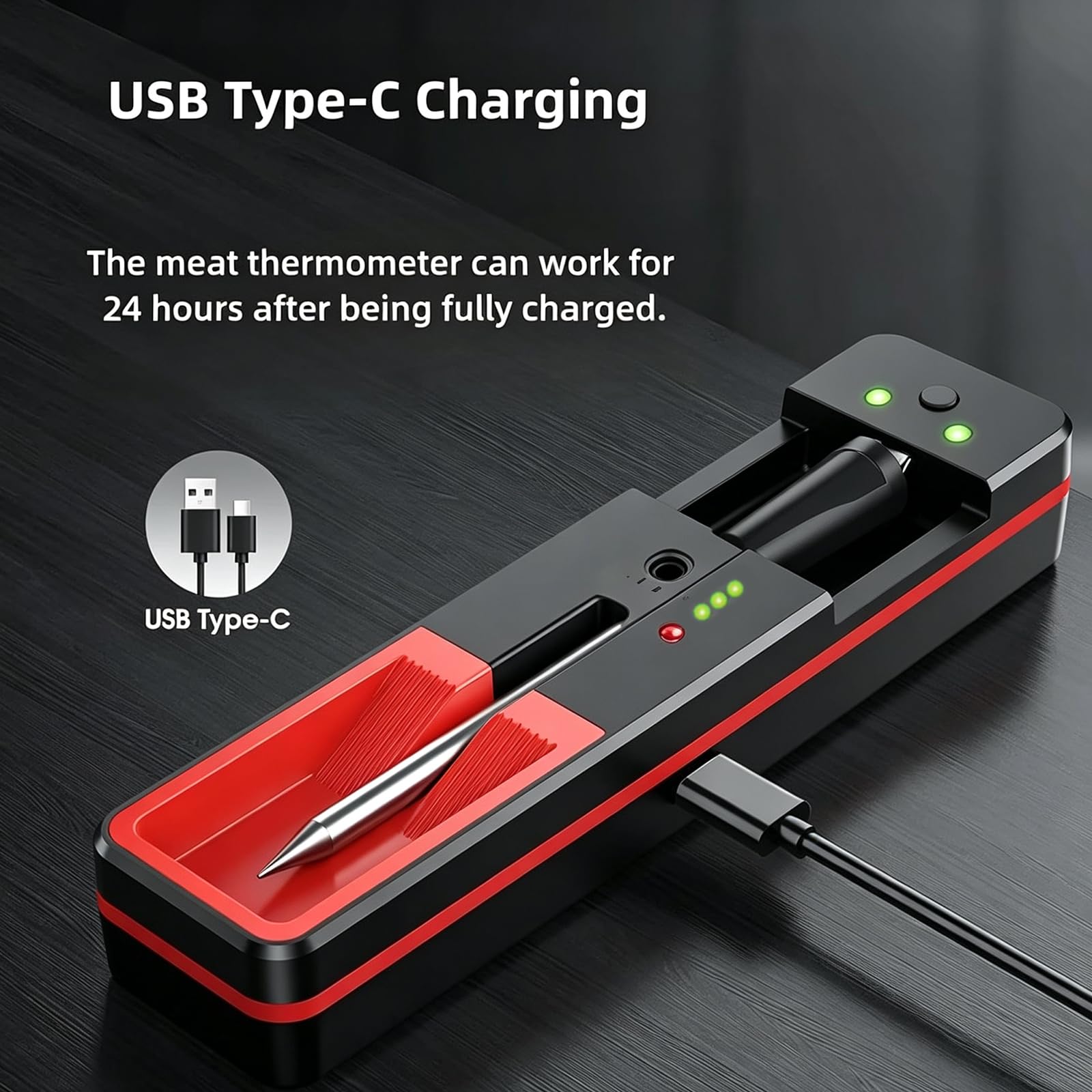 Termómetro carne inalámbrico Bluetooth digital lectura rápida precisión ±1℃