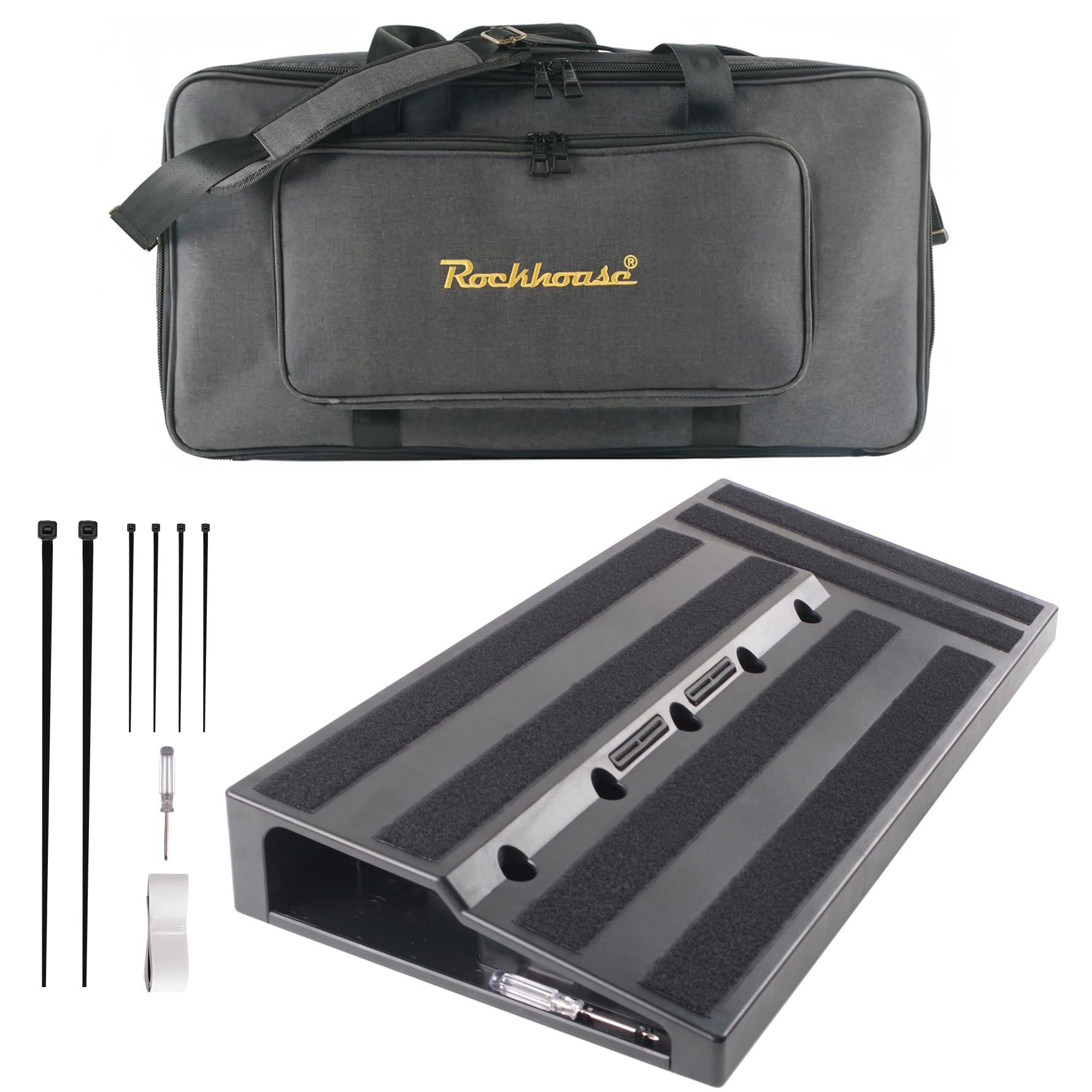 Rockhouse ABS 22''x11'' Large Guitar Pedal Board with Carry Bag