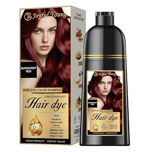 Hair Dye Shampoo 3-in-1, Burgundy Wine Red Semi-Permanent Gray Hair