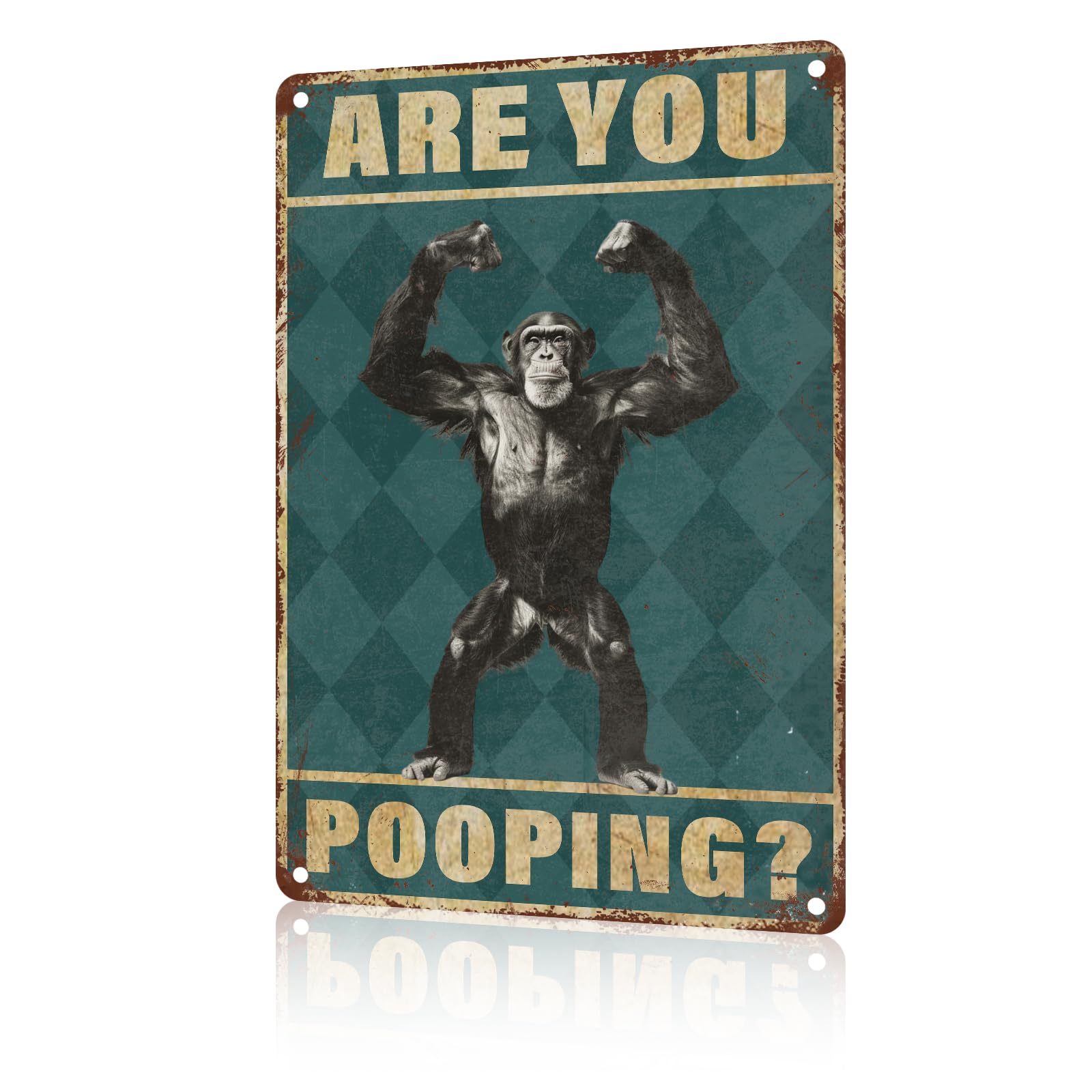 Anceky Funny Wall Decor are You Pooping Chimpanzees Vintage Metal Signs Tin Sign for Home Outdoor Wall Decor 12×16 Inch