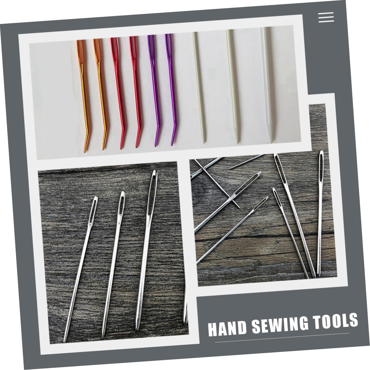 TEHAUX 5juegos Agujas De Coser y Enhebradores Coloridos Kit Para Manualidades Agujas De Ojo Granpara Tejer y Coser Yarn Craft