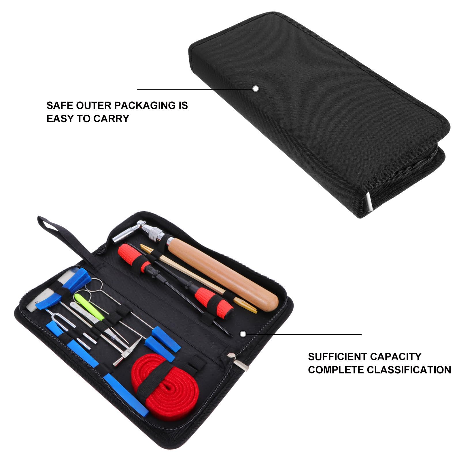 POPETPOP 16 Pezzi Kit per Accordatura Pianoforte, Strumenti di Accordatura per Piano, Nero, con Custodia, per Studenti