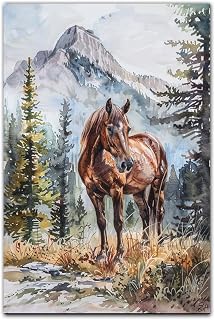 Personalized Brown Dutch Warmblood Horse Wall Art Pictures Animal Canvas Print Art Brown Dutch Warmblood Horse Horse Paintings Poster Artwork for Office Living Room Wall Decor-1349TG11