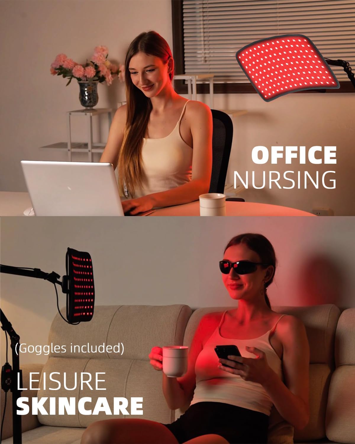 Red Light Therapy for Body, 3 in 1 Infrared Red Light Therapy Lamp with Stand & Wrap, 660nm+850nm, 4 Modes & 6 Timers, Full Body Red Light Panel at Home for Beauty Recovery Relaxation - Image 3