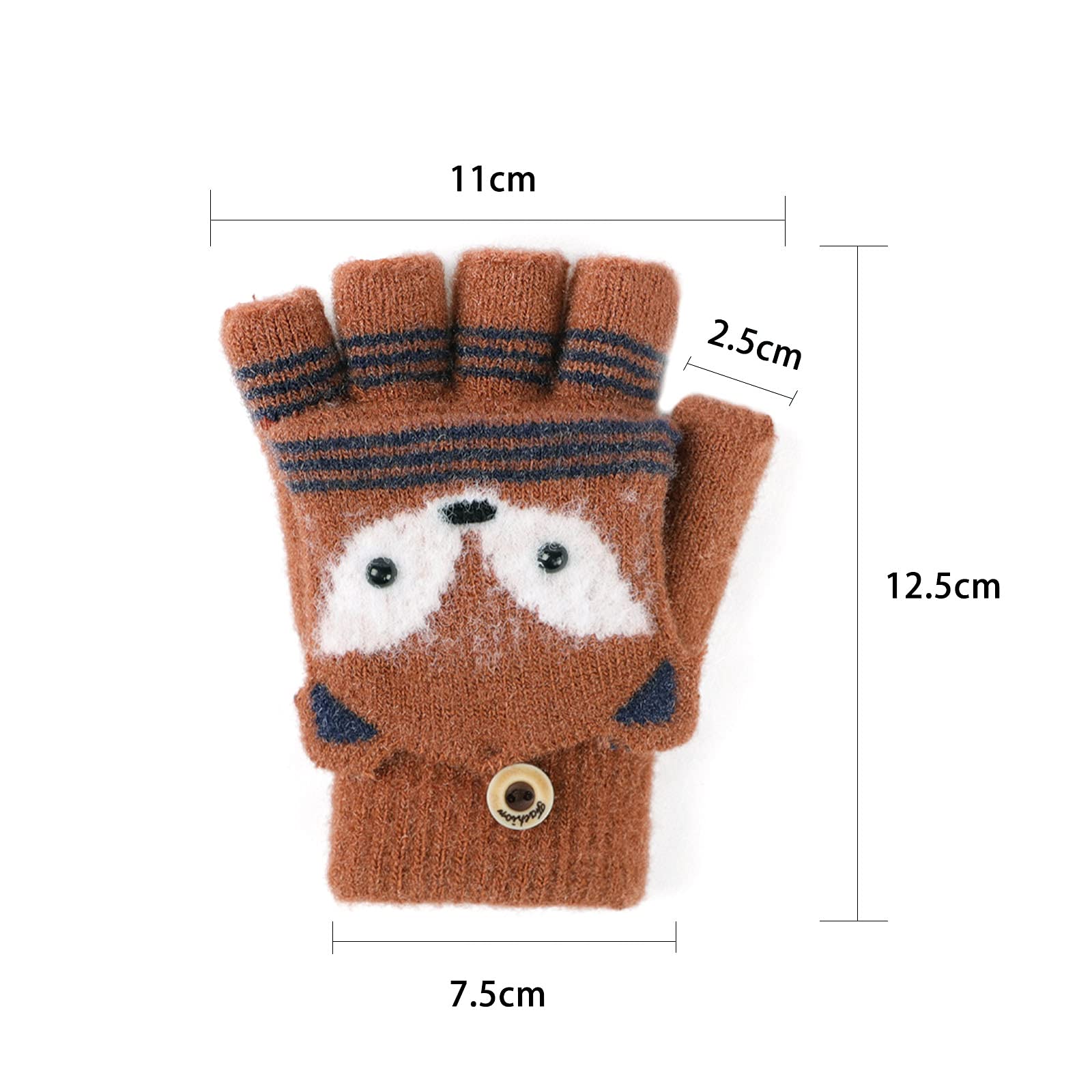 Manoplas con botón sin dedos para niños, guantes de invierno cálidos, forro de felpa, guantes de invierno en aspecto de conejo