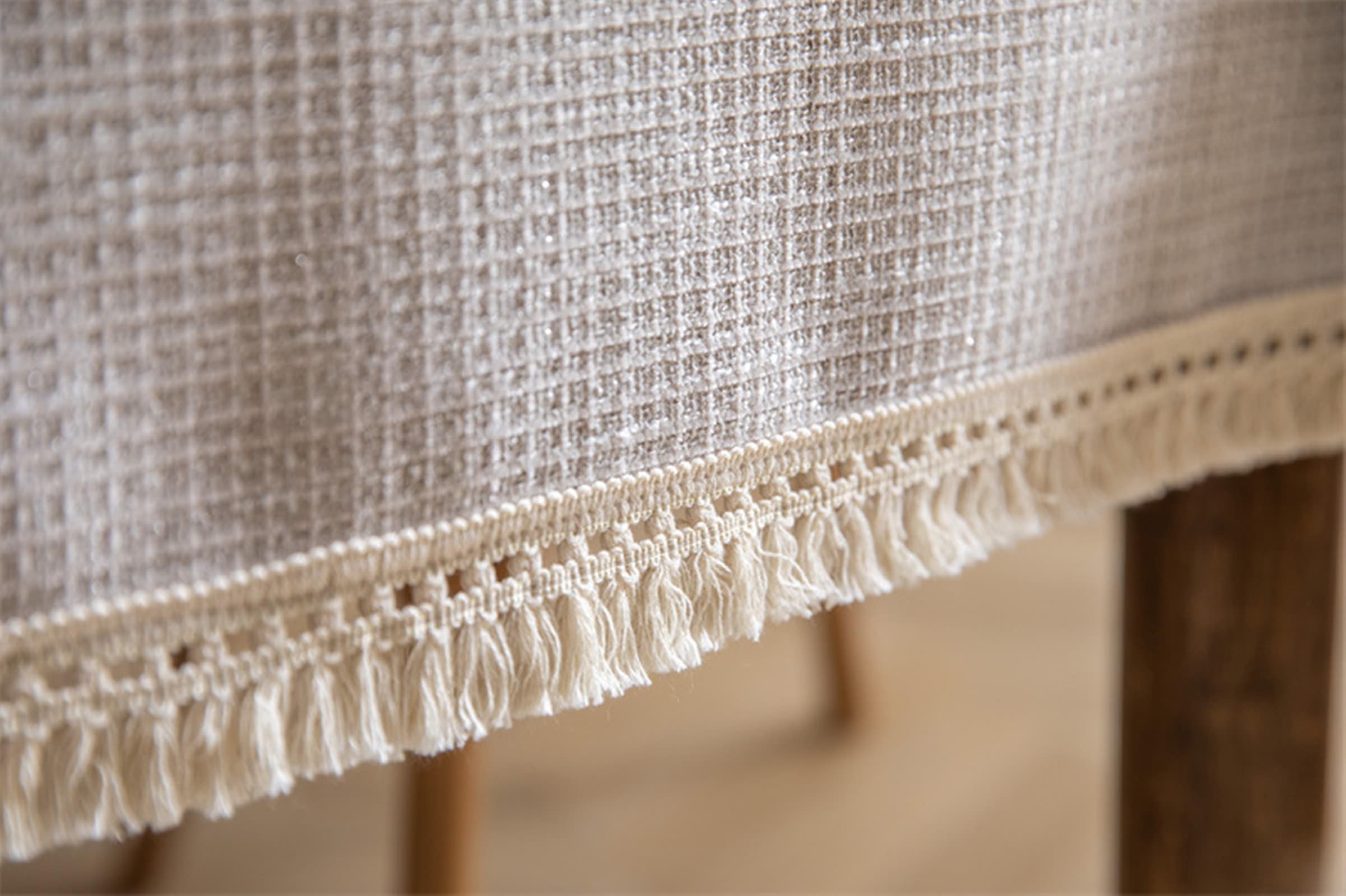 Daesar - Mantel para Mesa Rectangular Cocina,Mantel de Poliéster Color Sólido con Borlas Mantel Beige para Mesa,140x300CM(118x55Inch)