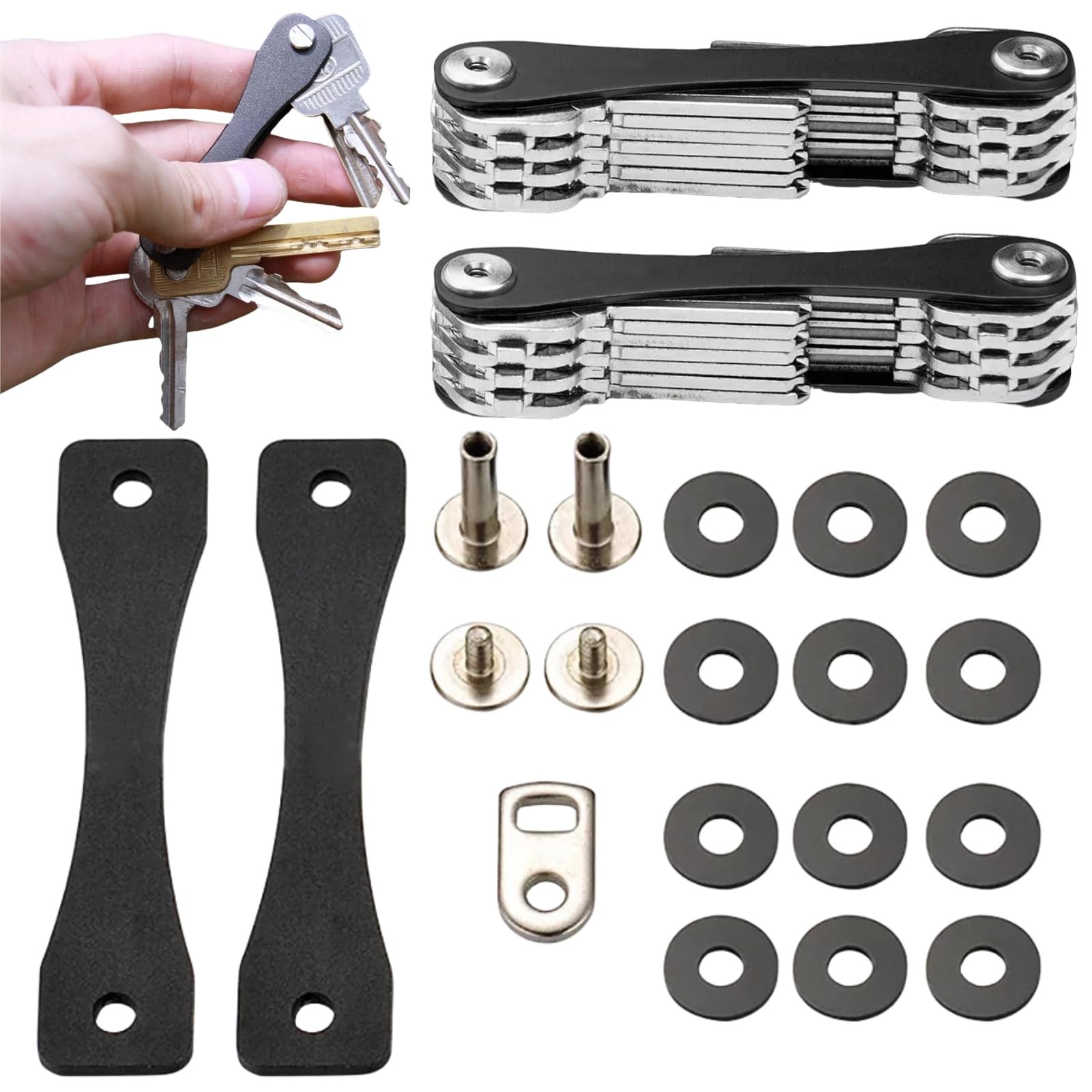 Organisateur de Clés,2 pièces Organiseur de Trousseau à Clés, Porte Clés Compact, Organiseur de Clés, Porte-clés Homme,Détachable Porte-clés,Porte clés Organisation